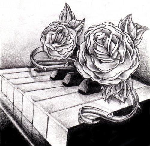 Розы на клавишах - розы, роза - оригинал