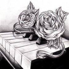 Оригинал схемы вышивки «Розы на клавишах» (№509225)