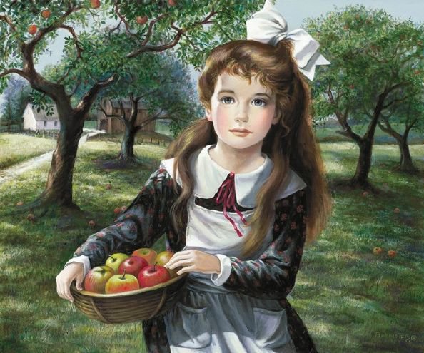 Девочка с яблоками - фрукты, дети, девочка - оригинал