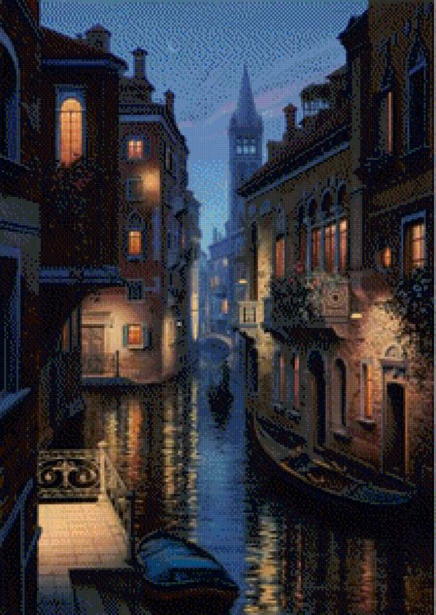 Венеция ночью - вода, венеция, город - предпросмотр