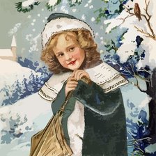 Оригинал схемы вышивки «девочка в снегу» (№510411)