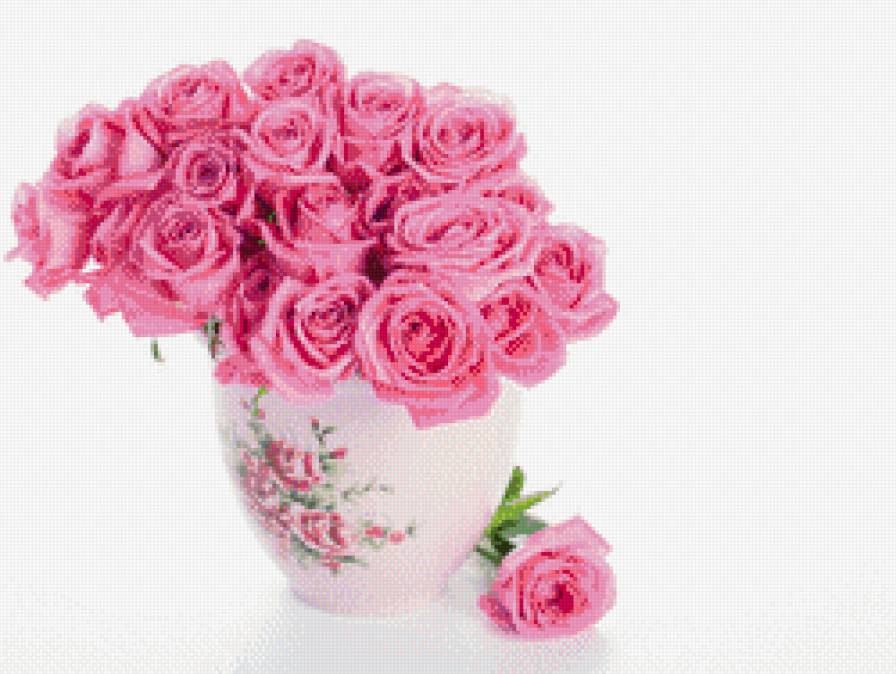 розовые розы - розы, ваза - предпросмотр