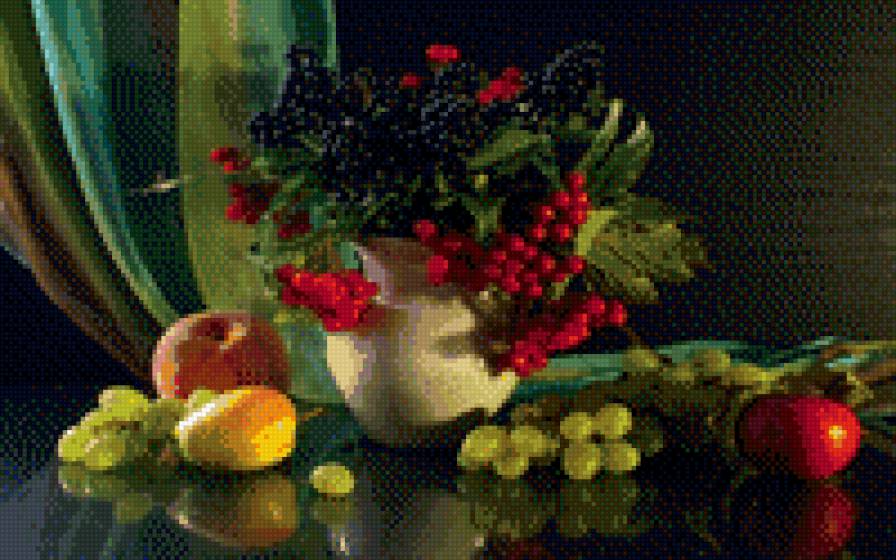 Ваза - натюрморт, фрукты, ваза, ягоды - предпросмотр
