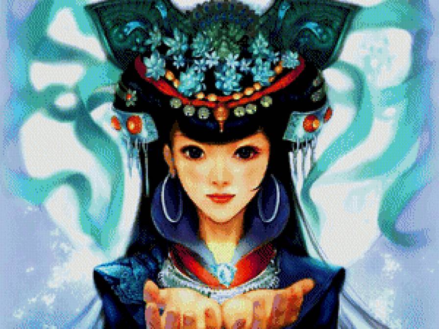 Восточная чародейка - портрет, девушка, фея, япония - предпросмотр