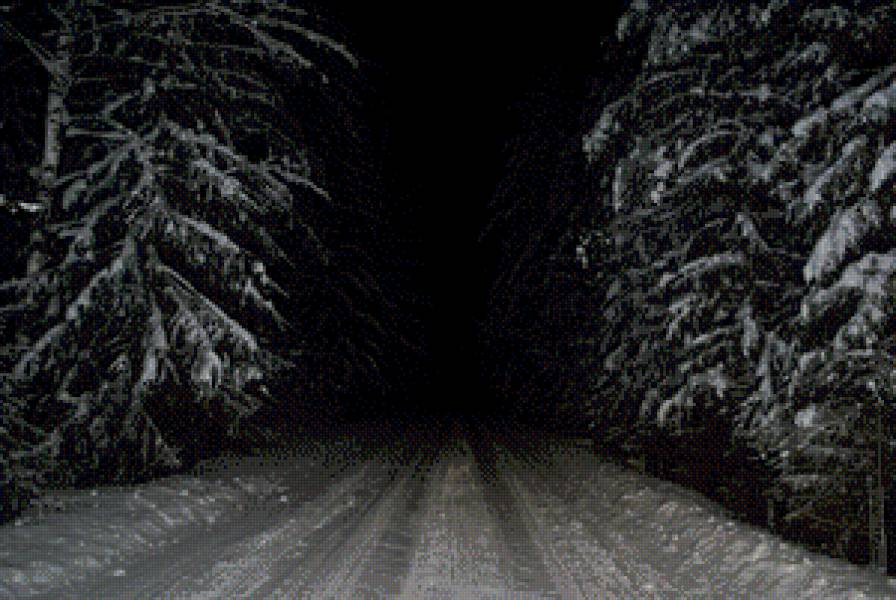 дорога в ночь - ночь, дорога, зима - предпросмотр