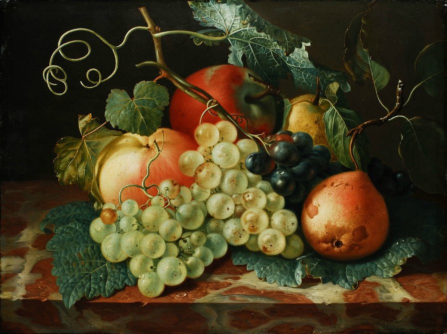 старинный натюрморт - фрукты, виноград, натюрморт - оригинал