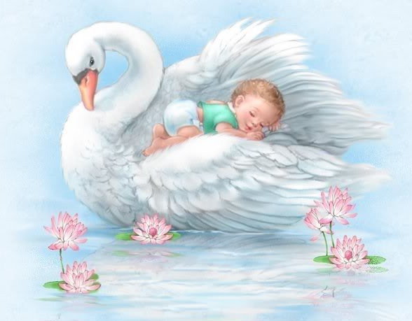 лебедь с ребенком - птицы, дети, люди, лебедь, крылья, детское, ангел хранитель - оригинал