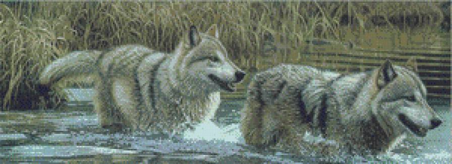 Волчья семья диптих верх - предпросмотр