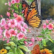 Оригинал схемы вышивки «Цветы и бабочки» (№512268)