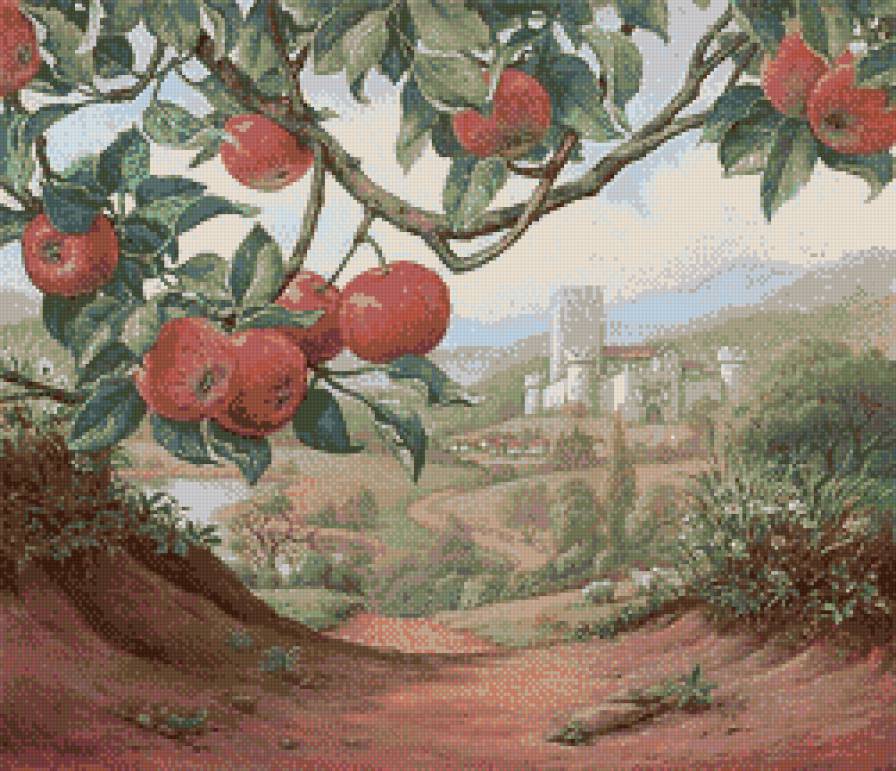 Наливные яблочки (живопись) - пейзаж, яблоки, живопись, фрукты - предпросмотр