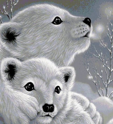 белые медвежата - медведи, зима.животные.звери - оригинал