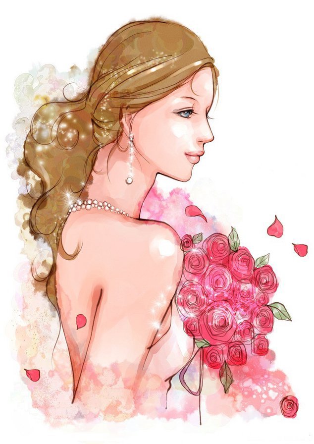 невеста - девушка, невеста, свадьба, розовые цветы, женщина - оригинал
