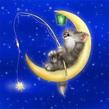 Оригинал схемы вышивки «кот на луне» (№512384)