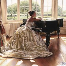 Оригинал схемы вышивки «невеста у рояля» (№512419)