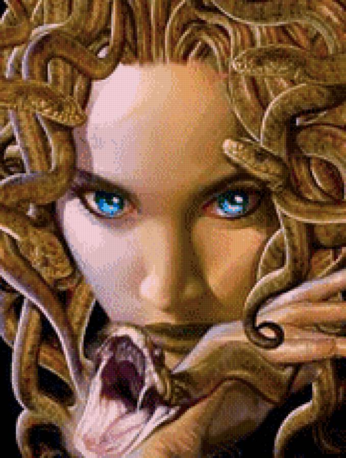 взгляд медузы гаргоны - девушка, женский образ, мифы, фэнтези, змеи, люди - предпросмотр