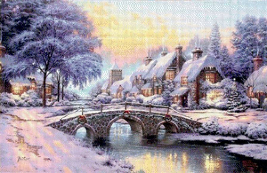 Рождественский городок - пейзаж, зима - предпросмотр