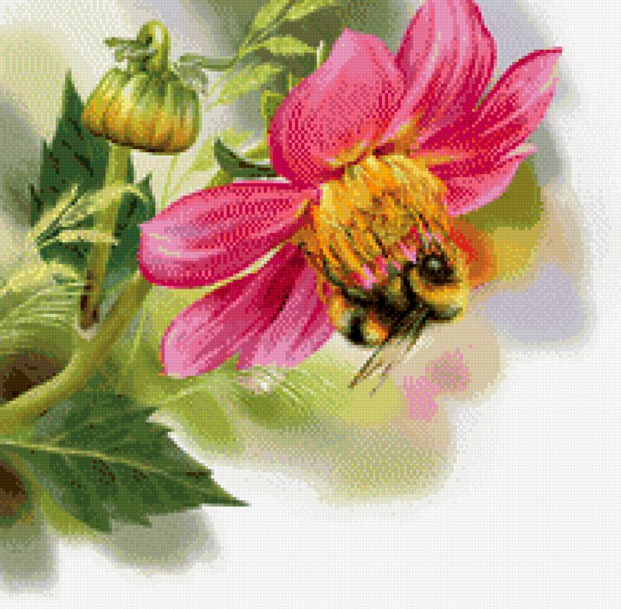 Пчелка 2 - насекомые, цветы - предпросмотр
