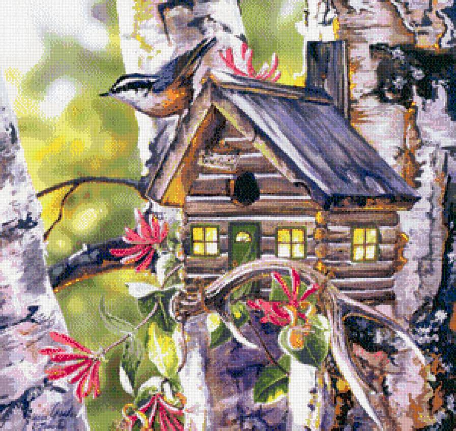 Серия "Птичий домик" - домик, птицы, пейзаж - предпросмотр