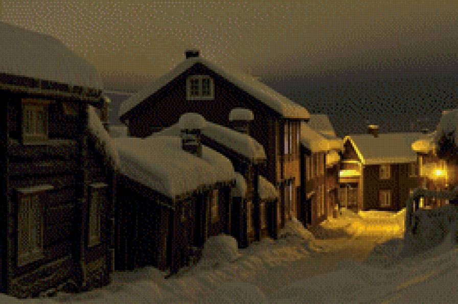 деревня в норвегии - зима, дом - предпросмотр