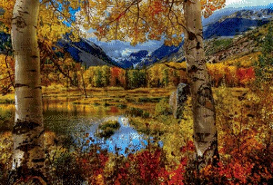 Осень в горах - ярко, горы, озеро, осень - предпросмотр