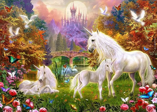 единороги 3 - кони, легенда, сказка, лошади, существа, миф, единороги, животные - оригинал