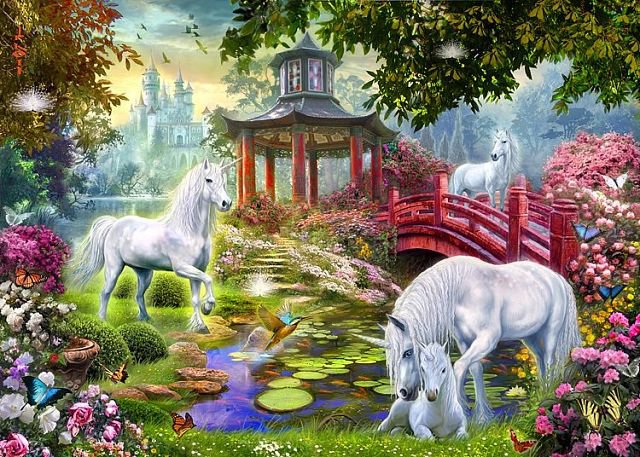 единороги 4 - кони, сказка, существа, лошади, миф, легенда, единороги, животные - оригинал