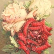 Оригинал схемы вышивки «Розы в росе (большая)» (№516199)