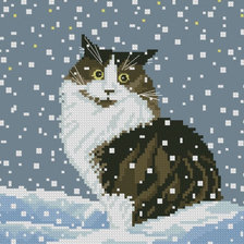 Оригинал схемы вышивки «Кошка зимой» (№516601)