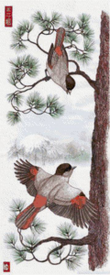 Кукши по картине Николая Фомина - птицы, зима - предпросмотр