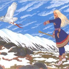 Саамка с белой совой по картине Николая Фомина