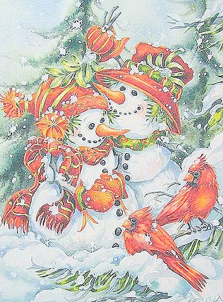 Снеговики - детское.деткам, пара, романтика, снеговик, зима, мкльтики - оригинал