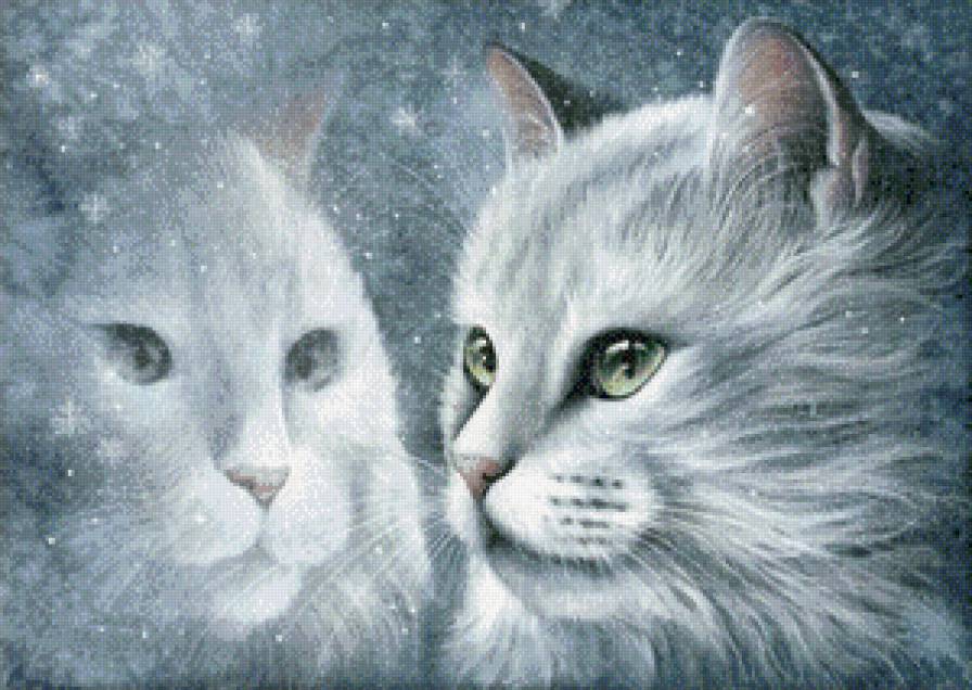 белая и пушистая... - кошка, снежинки, домашние животные, кошки, кот, зима, белая кошка - предпросмотр