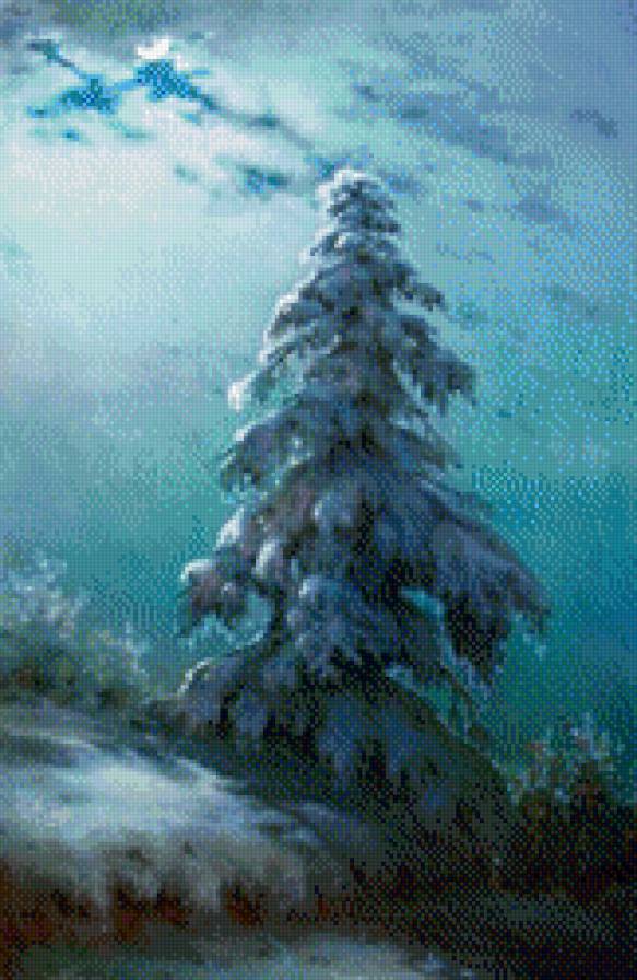 заснеженная ель - дерево, снег, лес, елка, новый год, рождество, зима - предпросмотр