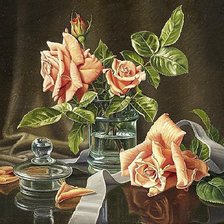 Оригинал схемы вышивки «натюрморт с розами» (№517222)