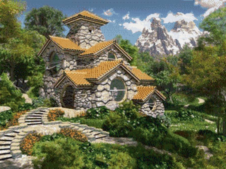 Сказочный домик - горы, дом - предпросмотр