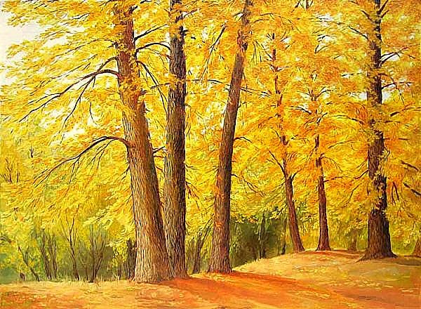 Золотой лес -другой вариант  (живопись) - осень, картины, пейзаж, живопись, лес - оригинал