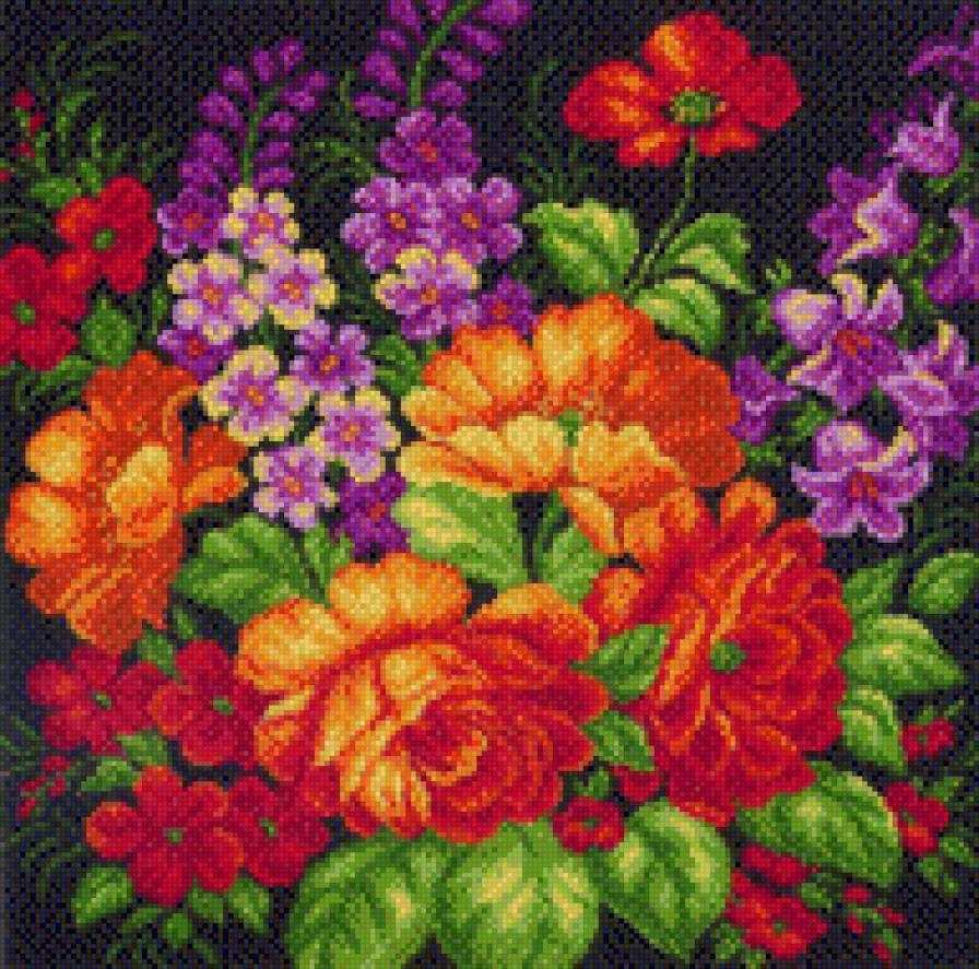 цветочная подушка - подушка, цветы - предпросмотр