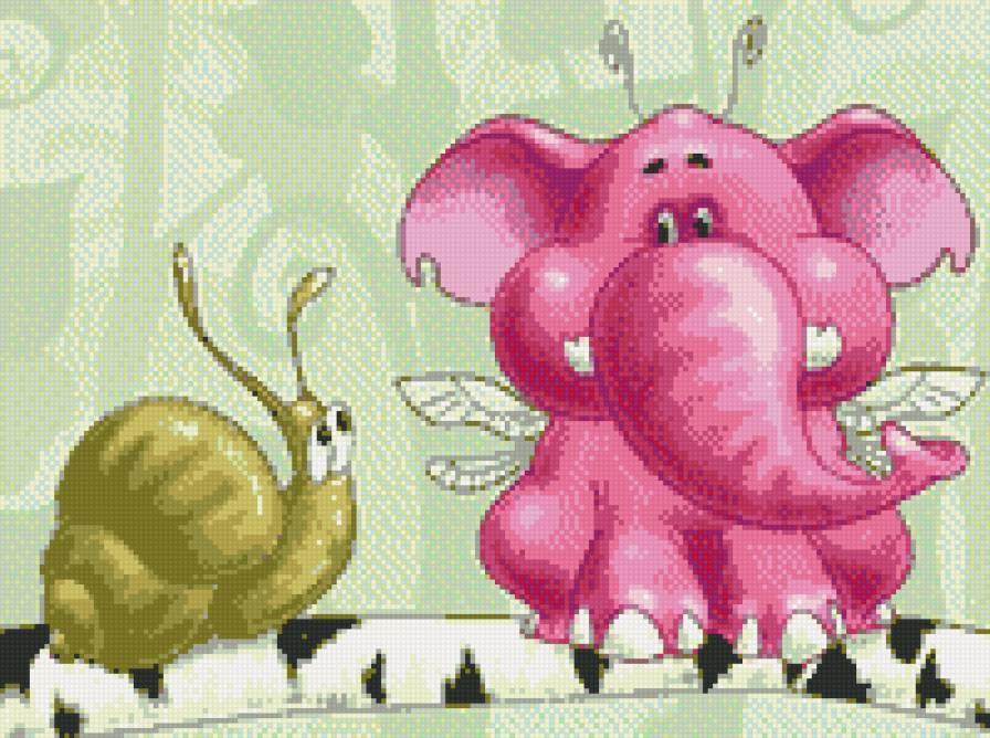 Розовый слон - детское, деткам, улитка, мультики, животные, слон - предпросмотр