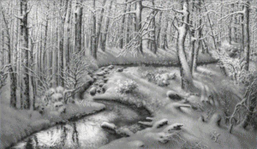 зима монохром 4 - лес, снег, зима, монохром, новый год, пейзаж, природа, чорнбелое - предпросмотр
