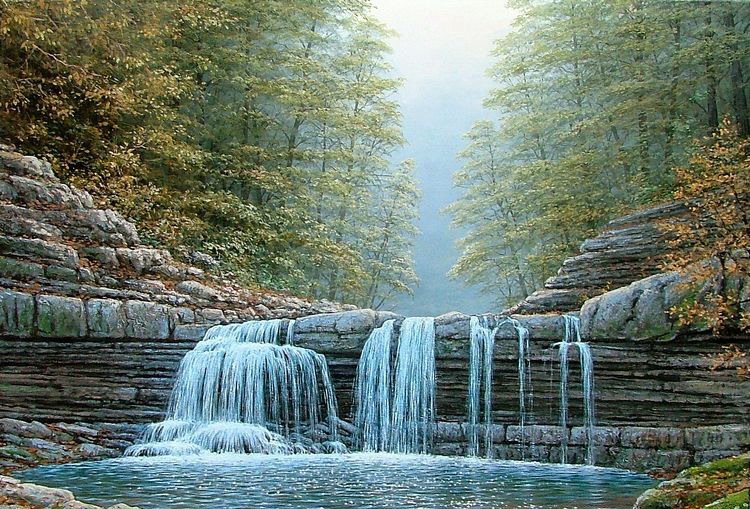 осенний пейзаж - вода, природа, река, осень, деревья - оригинал