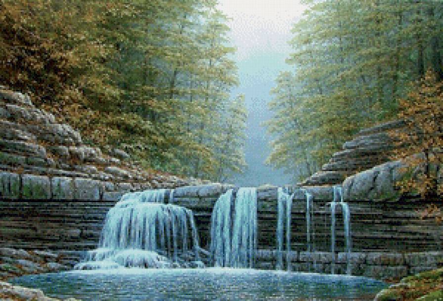 осенний пейзаж - вода, природа, осень, деревья, река - предпросмотр