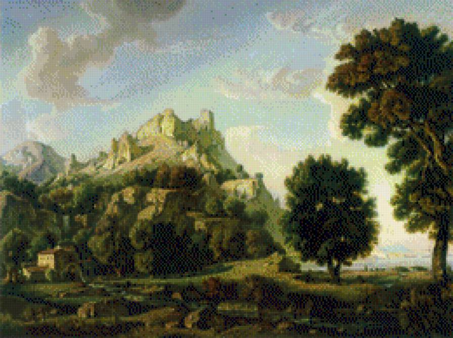 Крымский пейзаж (худ. К.Ф. Богаевский) - картина, пейзаж, гора, живопись - предпросмотр