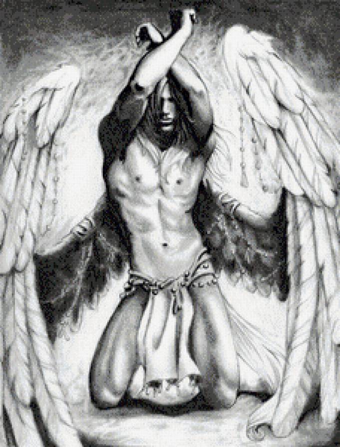 ангел - крылья, рисунок, парень, мужчина - предпросмотр