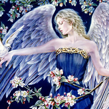 Оригинал схемы вышивки «ангел и голубь» (№520148)