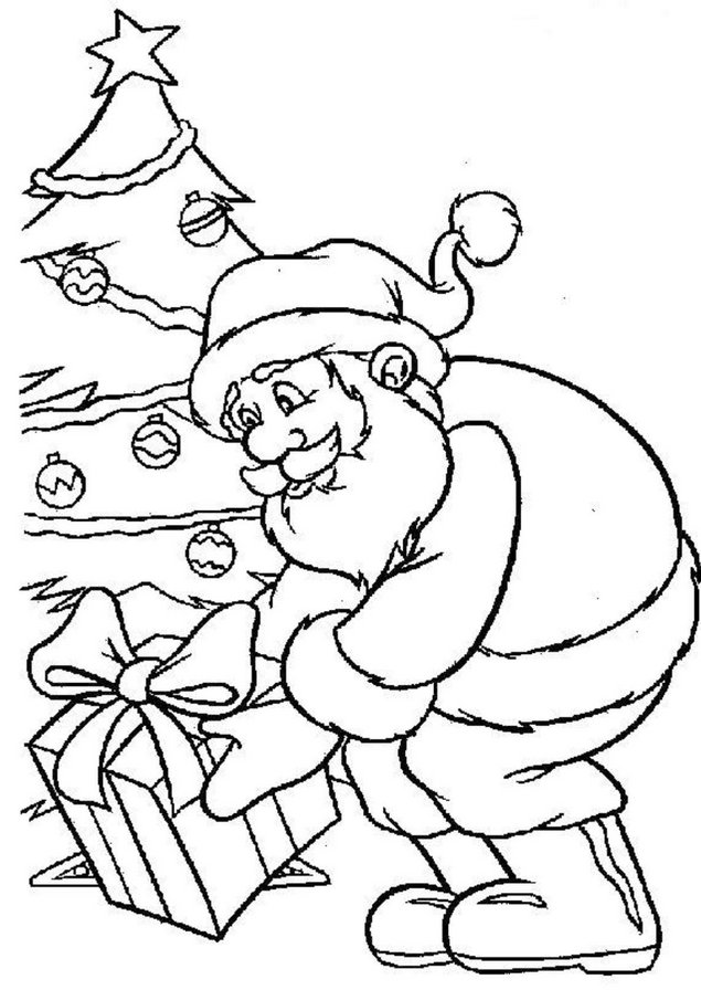 Санта - зима, праздник, дед мороз, контурная, монохром, новый год - оригинал