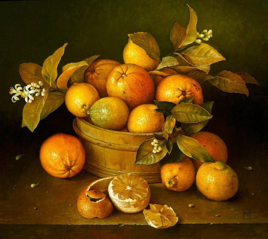 серия ,,натюрморт" - натюрморт.фрукты.апельсины - оригинал