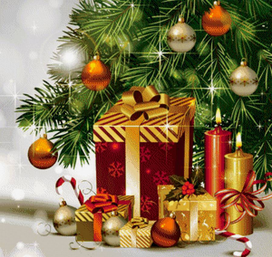 создаем  новогоднее настроение - шар, свеча, остролист, бант, елка, подарок, игрушка, огонь, конфета - предпросмотр