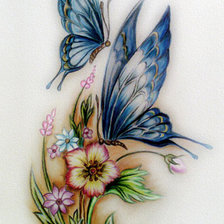 Оригинал схемы вышивки «бабочка и цветок» (№520718)