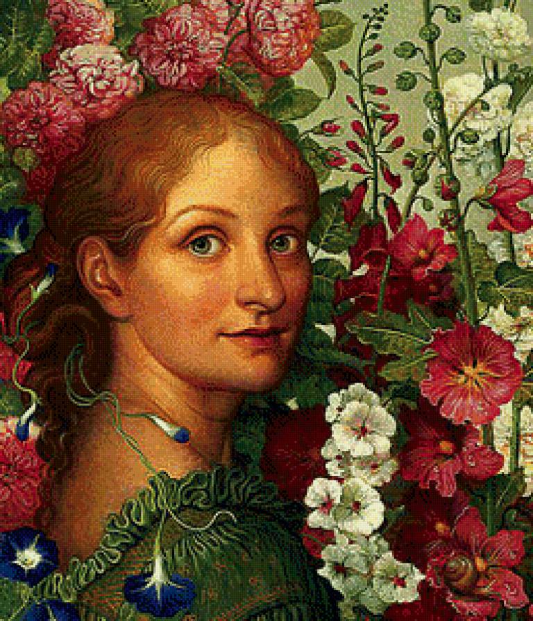 Среди цветов - портрет, сад, девушка, цветы, образ - предпросмотр
