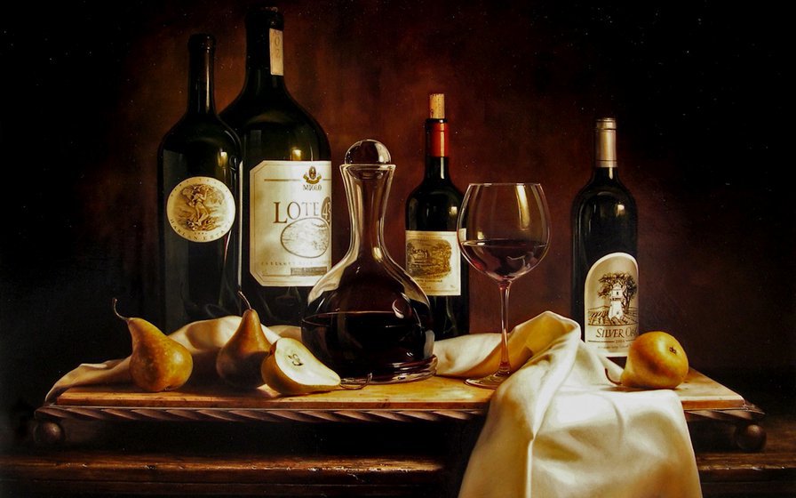 Натюрморт с вином - живопись, вино, натюрморт - оригинал